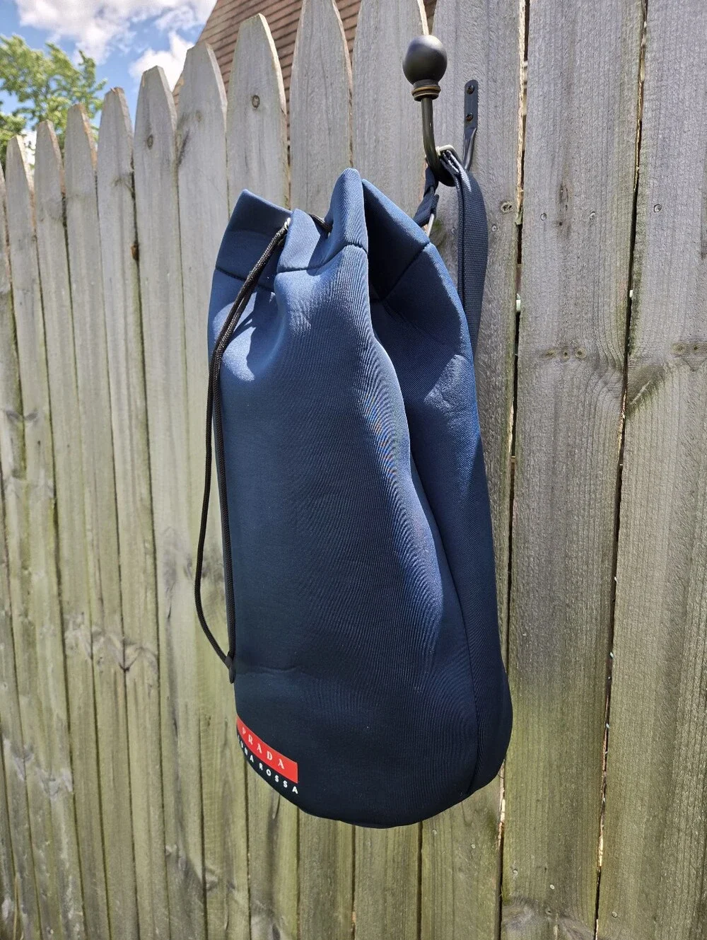 Prada Beauty Luna Rossa Drawstring Navy Blue Neoprene Sailing Beach Bag